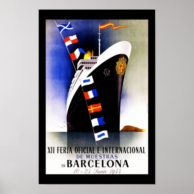 Travel Poster Vintage Barcelona Spain (Front)