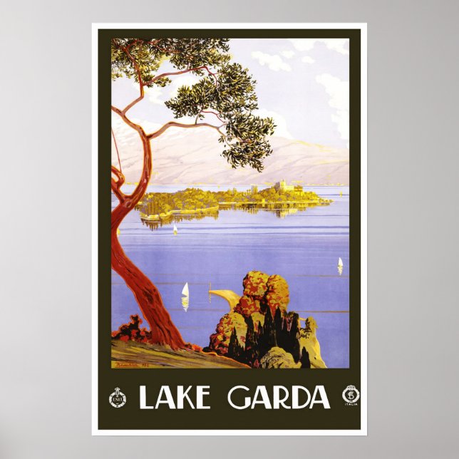 Travel Poster Vintage Lake Garda Italy (Front)