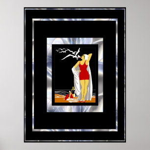 Travel Poster Vintage New York Red Bathers