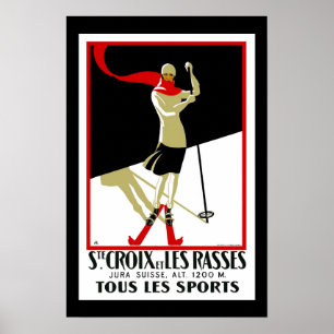 Travel Poster Vintage Saint Croix Skiing
