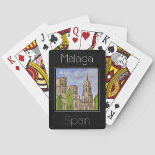 Travel poster water color of Malaga Spain Playing Cards