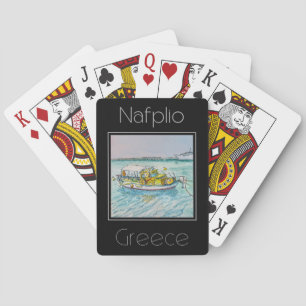 Travel poster water color of Nafplio Greece Playing Cards