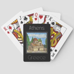 Travel poster water colour of Athens Greece Playing Cards