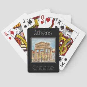 Travel poster water colour of Athens Greece Playing Cards