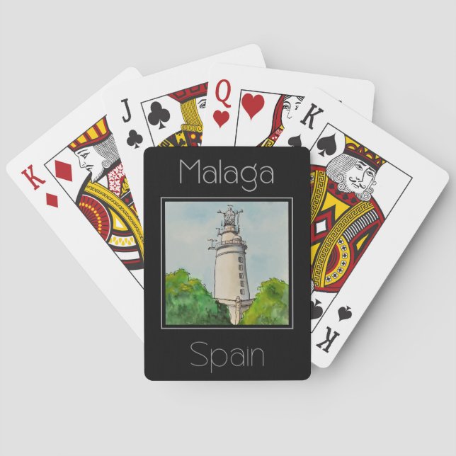 Travel poster water colour of Malaga Spain Playing Cards (Back)