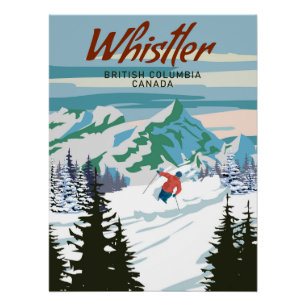 Travel poster Whistler Ski resort vintage