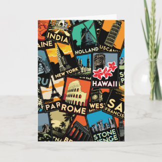 Travel posters retro vintage europe asia usa card