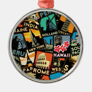 Travel posters retro vintage europe asia usa metal tree decoration