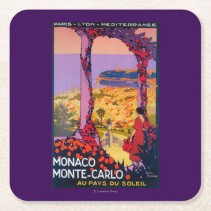 Travel Promotional Poster Square Paper Coaster