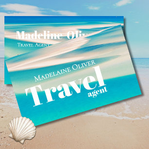 Travel QR Ocean Beach Sea White Blue  Business Card