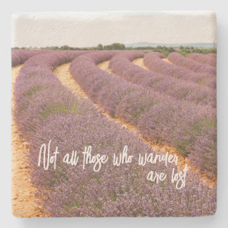 Travel Quote Home Decor on Lavender Photo  Stone Coaster