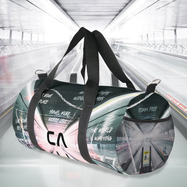 Travel Quotes Airport Monogram Your Photo Duffle Bag (Travel Quotes Airport Monogram Your Photo Duffle Bag ©Susanne Sachers - Sunny Wanderlust 🌞✈️)