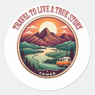 Travel Real Story Tee — No Fake Journeys Badge Classic Round Sticker