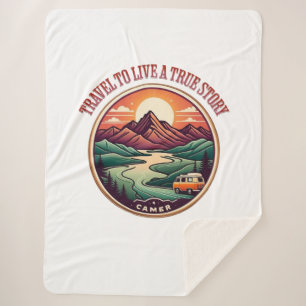 Travel Real Story Tee — No Fake Journeys Badge Sherpa Blanket