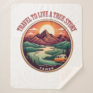 Travel Real Story Tee — No Fake Journeys Badge Sherpa Blanket
