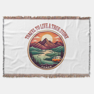 Travel Real Story Tee — No Fake Journeys Badge Throw Blanket