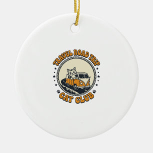 Travel Road Trip Cat Pet Lover Shirt Art - Travel Ceramic Tree Decoration