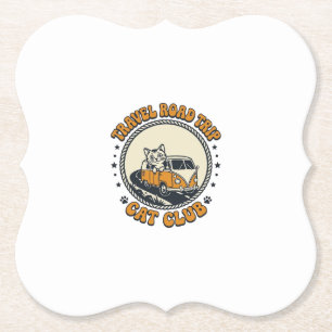 Travel Road Trip Cat Pet Lover Shirt Art - Travel Paper Coaster