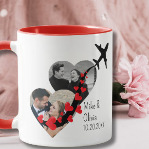Travel Romantic 2 Photos & Airplane Wedding custom Mug