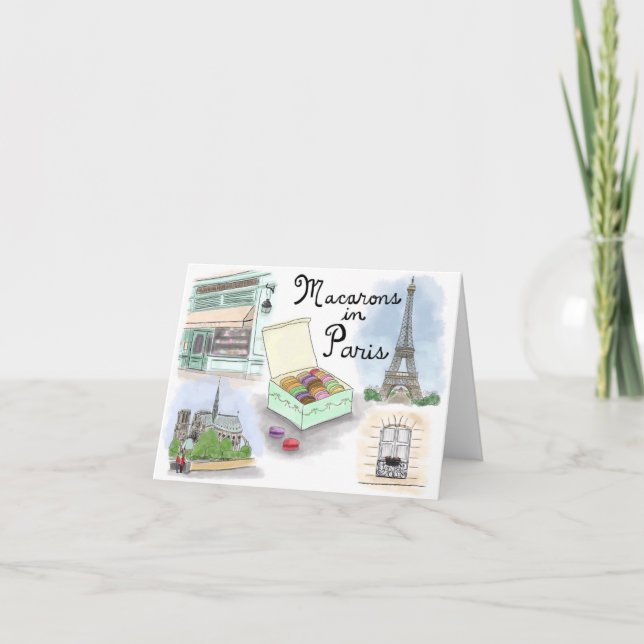 Travel Sketch Notecard: Macarons in Paris France Card (Front)