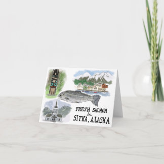 Travel Sketch Notecard: Salmon in Sitka, Alaska Card