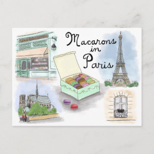 Travel Sketch Postcard: Macarons in Paris France Postcard