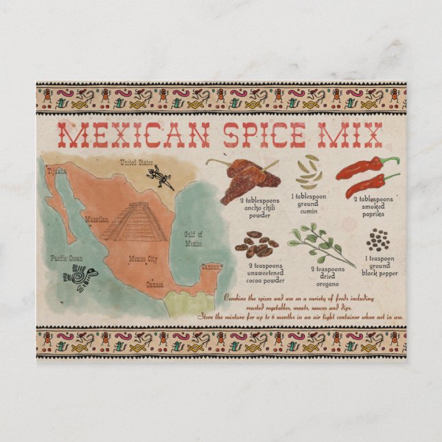 Travel Sketch Postcard: Mexican Spice Mix Postcard (Front)