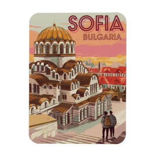 Travel Sofia, bulgaria vintage gifts and souvenirs Magnet