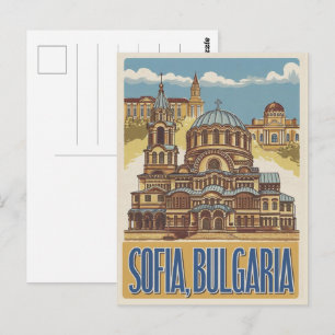 Travel Sofia, bulgaria vintage gifts and souvenirs Postcard