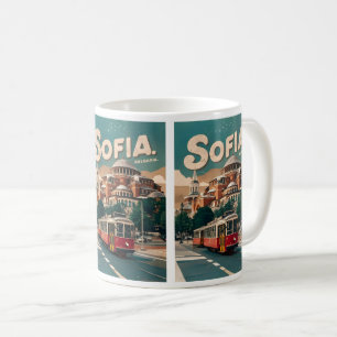 Travel Sofia, bulgaria vintage gifts city tram Coffee Mug