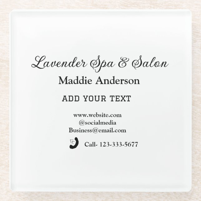 travel spa salon guest information vacation beach  glass coaster (Front)