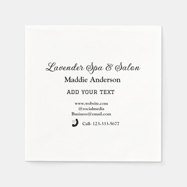 travel spa salon guest information vacation beach  napkin (Front)