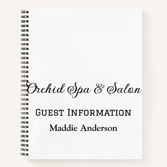 travel spa salon guest information vacation beach  notebook (Front)