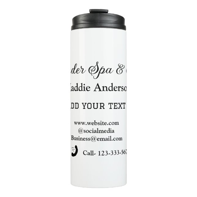 travel spa salon guest information vacation beach  thermal tumbler (Front)