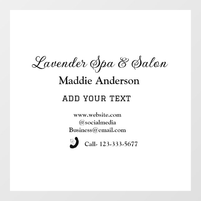 travel spa salon guest information vacation beach  window cling (Sheet)