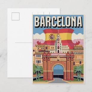Travel spain vintage barcelona Arc de Triomf gifts Postcard