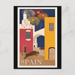Travel Spain, vintage travel poster Postcard