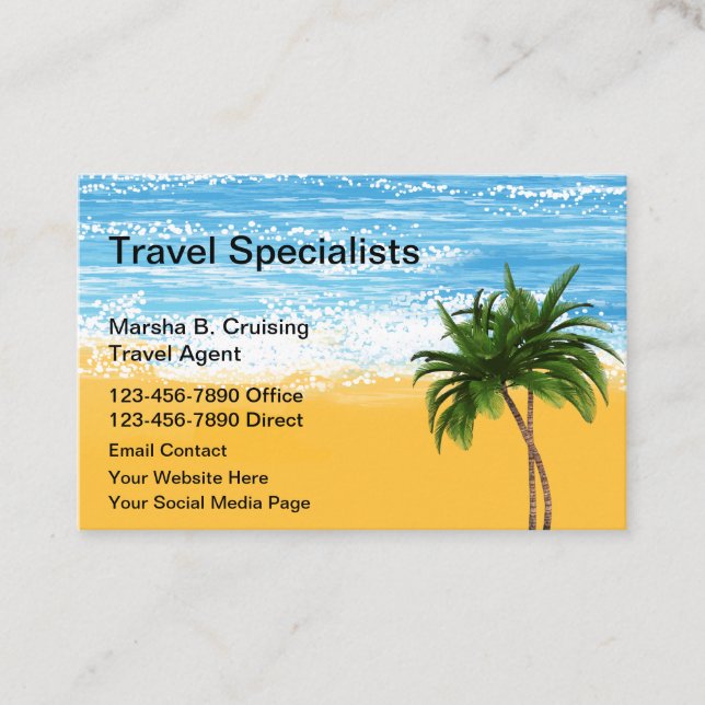 Travel Specialist Tropical Theme Business Card (Front)