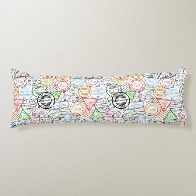 Travel Stamp Pattern Body Cushion (Front)