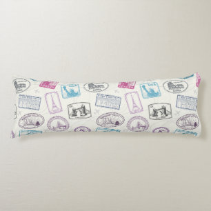 Travel Stamp Pattern Body Pillow