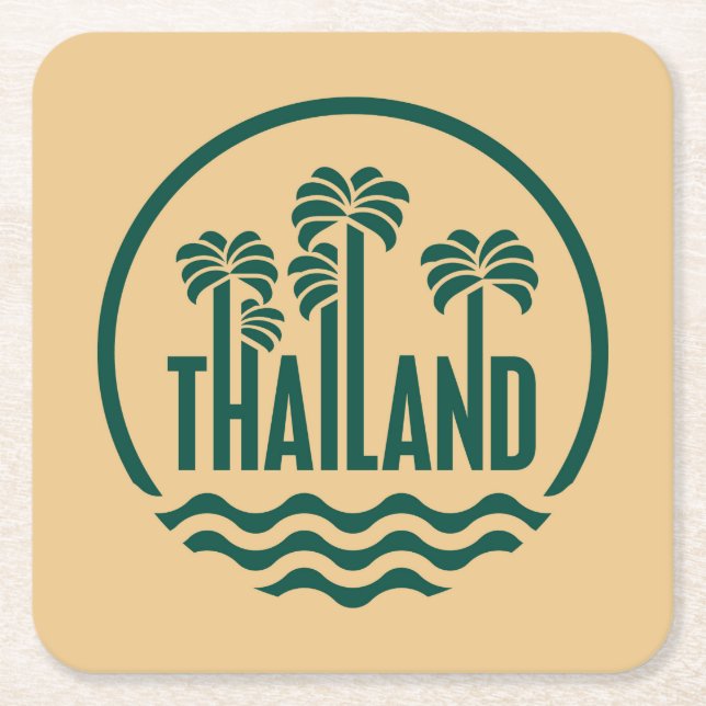 Travel Stamp, Thailand Square Paper Coaster (Front)