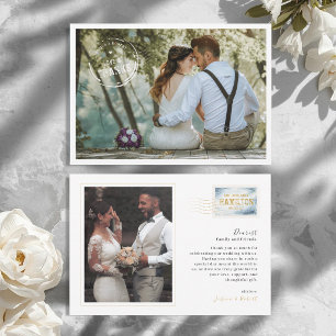Travel Stamp Wedding Thank You Card