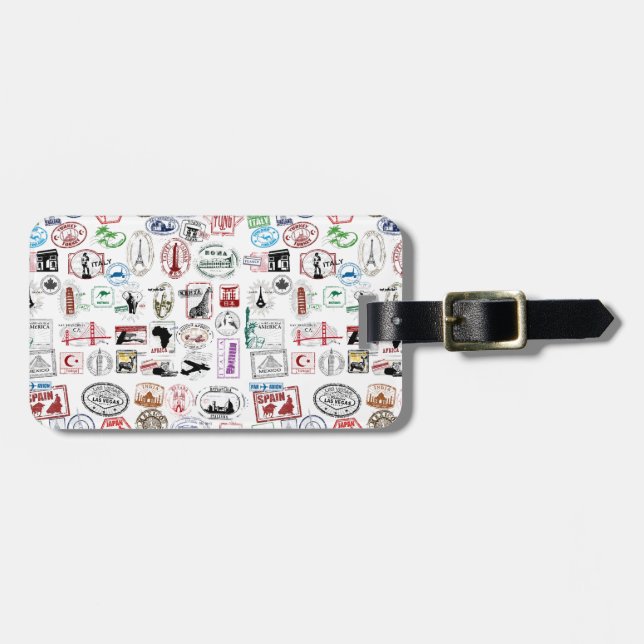 Travel Stamps Pattern Luggage Tag (Front Horizontal)