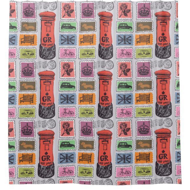 Travel Stamps Shower Curtain (Front)