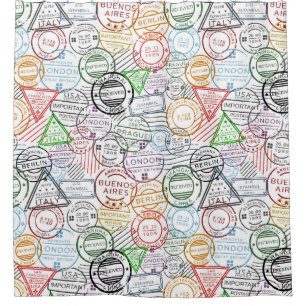 Travel Stamps Shower Curtain
