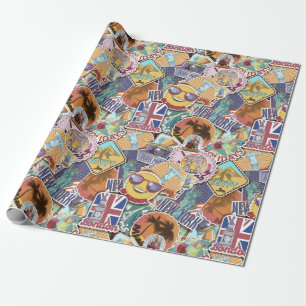 Travel Sticker Pattern Wrapping Paper