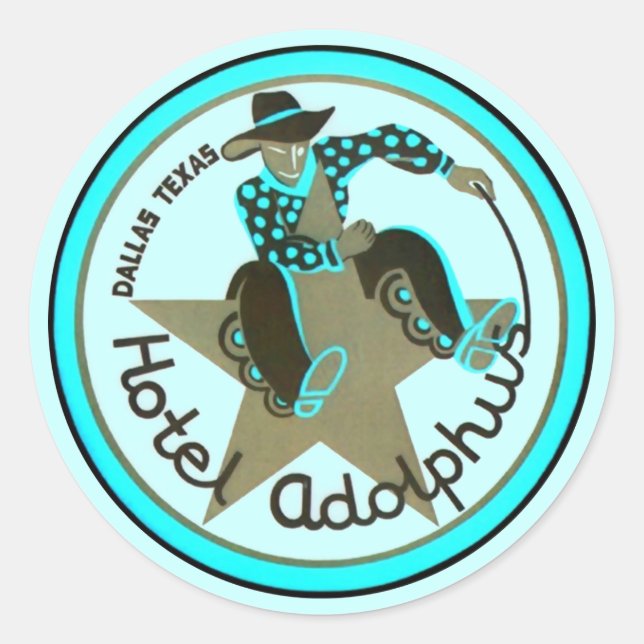 TRAVEL STICKER VINTAGE Dallas Texas Adolphus Hotel (Front)