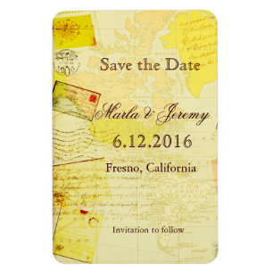 Travel style save the date magnet