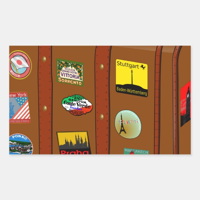 Travel Suitcase Rectangular Sticker (Front)