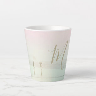 Travel Summer Surfers Beach Pink Mist Monogram Latte Mug